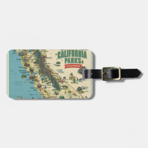 Étiquette À Bagage Carte vintage illustrée des parcs de Californie