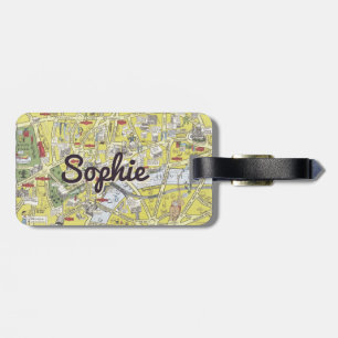 Étiquette À Bagage Carte vintage personnalisée Londres enfant étiquet