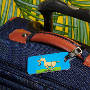 Étiquette À Bagage Cartoon de chèvre souriant animal de ferme