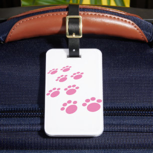 Étiquette À Bagage Cartoon rose mignon Pet Paw Trail