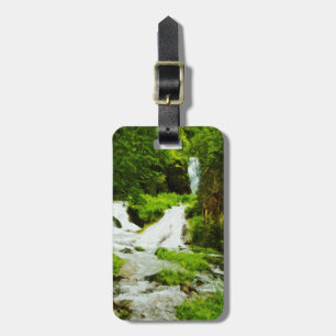 Étiquette À Bagage Cascade des bois en été Abstrait
