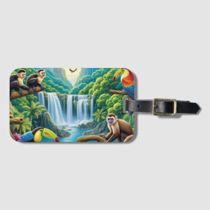 Étiquette À Bagage Cascade tropicale de la forêt tropicale