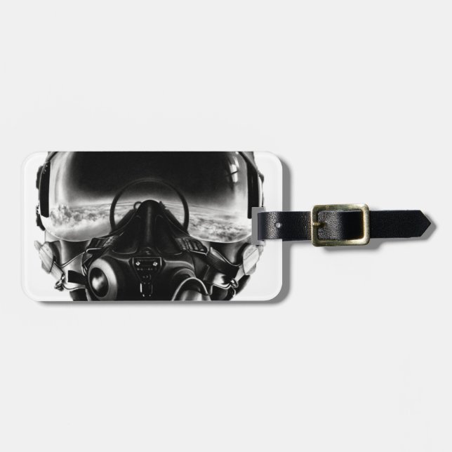 Étiquette À Bagage Casque de pilote de combat (Devant horizontal)