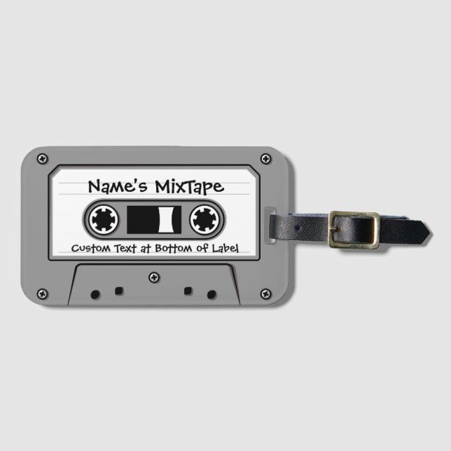 Étiquette À Bagage Cassette audio Grey (Devant Horizontal)