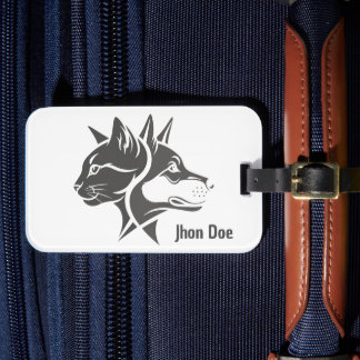 Étiquette À Bagage Cat and Dog 2 Sides-Face