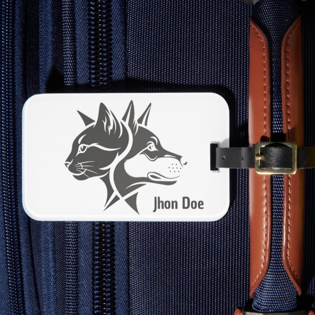 Étiquette À Bagage Cat and Dog 2 Sides-Face (Insitu Rectoal 4)