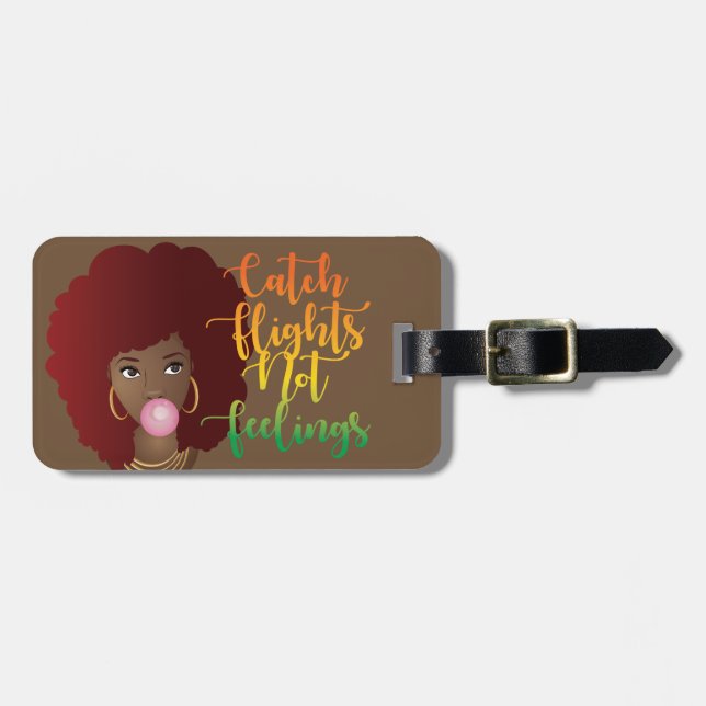 Étiquette À Bagage Catch Vol non sentiments Red Afro Bubblegum Brown (Devant horizontal)