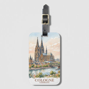 Étiquette À Bagage Cathédrale de la ville de Cologne Allemagne Aquare