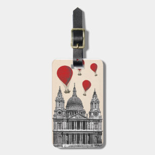 Étiquette À Bagage Cathédrale St Pauls et Ballons Red Hot Air