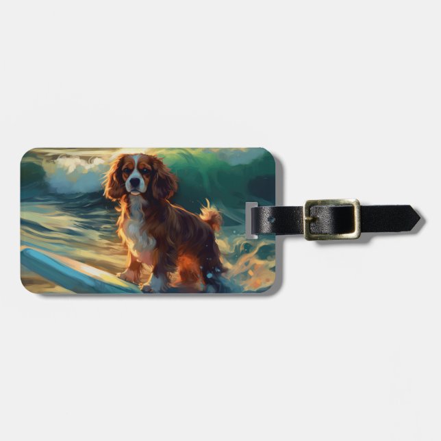 Étiquette À Bagage Cavalier King Beach Surf Peinture (Devant horizontal)