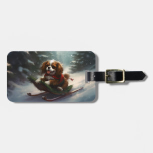 Étiquette À Bagage Cavalier King Charles Spaniel neige de Noël