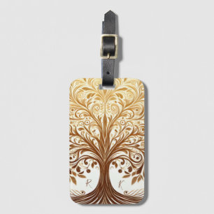 Étiquette À Bagage Célébration Spirituelle de l'Arbre de Vie en Or Él