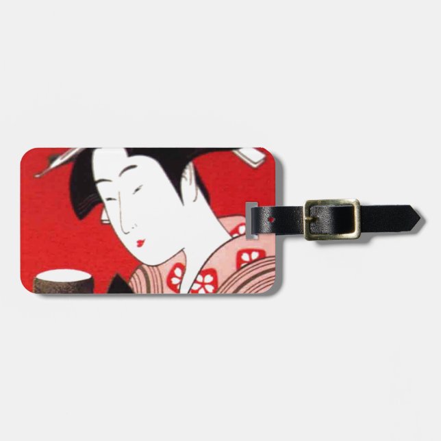 Étiquette À Bagage Cérémonie japonaise du thé de dame Art Imprimer (Devant horizontal)