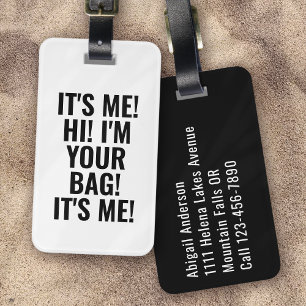Étiquette À Bagage C'est moi Salut Je suis votre sac Typographie noir