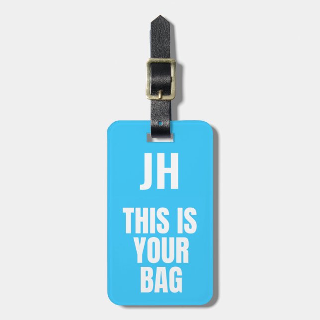 Étiquette À Bagage C'Est Votre Sac | Initiales personnalisées Gras Bl (Devant Vertical)