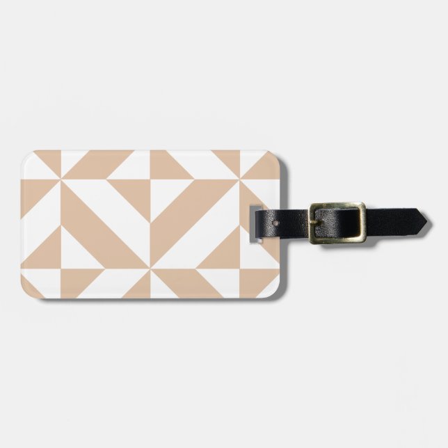 Étiquette À Bagage Chaleureux Beige Géométrique Motif (Devant horizontal)