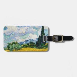 Étiquette À Bagage Champ de blé Van Gogh avec Cyprès. Impressionnisme