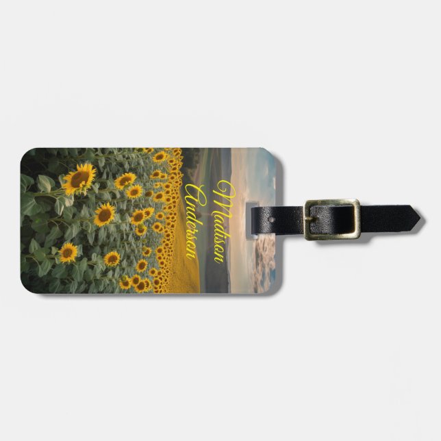 Étiquette À Bagage Champ de tournesol Bagages personnalisés (Devant horizontal)