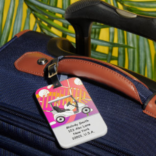 Étiquette À Bagage Chariot de golf avec nom et adresse arc-en-ciel ro