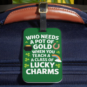 Étiquette À Bagage Charme de professeur de la Saint-Patrick Trèfle Ir