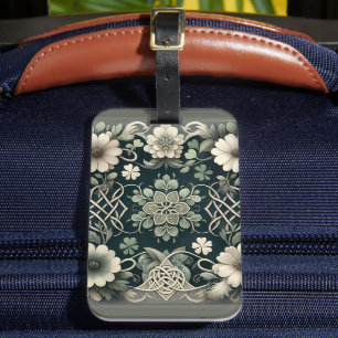 Étiquette À Bagage Charme floral du trèfle celtique