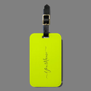 Étiquette À Bagage chartreuse jaune - ajouter le nom
