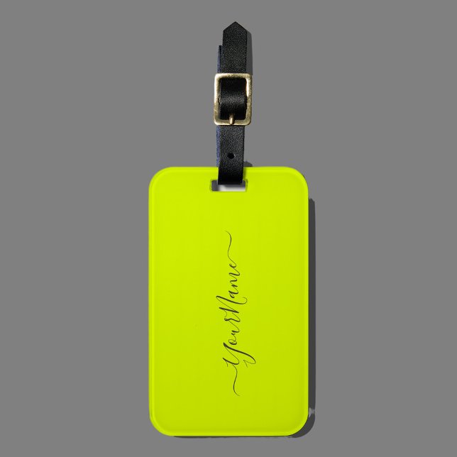 Étiquette À Bagage chartreuse jaune - ajouter le nom (Créateur téléchargé)