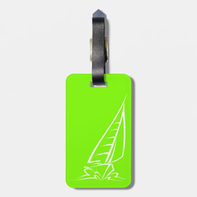 Étiquette À Bagage Chartreuse, Neon Green Voile (Dos Vertical)