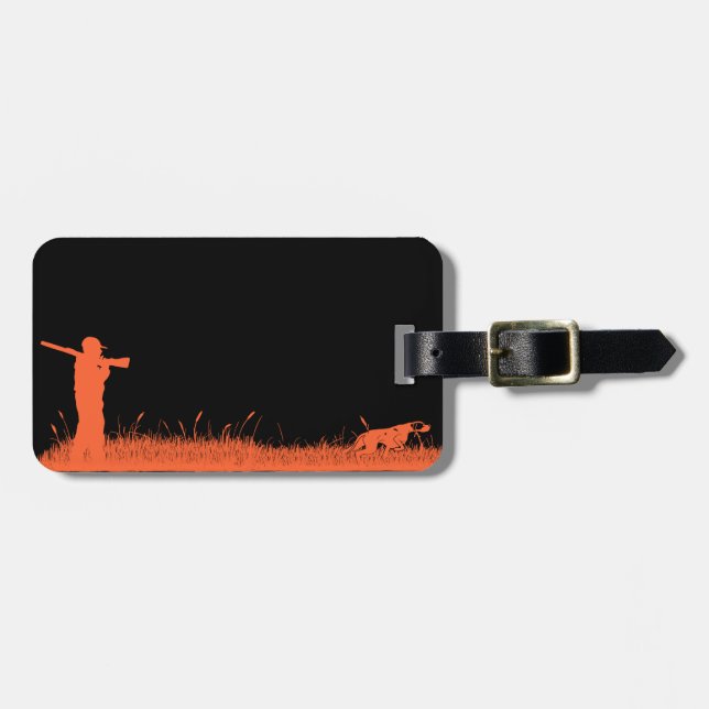 Étiquette À Bagage Chasse Chien Orange Graphique Chasse Amoureux (Devant horizontal)
