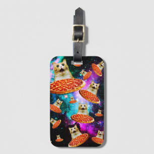 Étiquette À Bagage Chat à pizza de l'espace amusant 