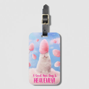 Étiquette À Bagage Chat Avec Coton Candy Cheveux