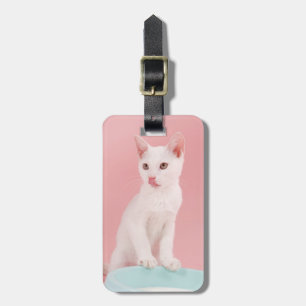 Étiquette À Bagage Chat avec le bol de lait