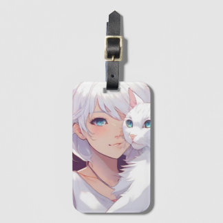 Étiquette À Bagage Chat blanc