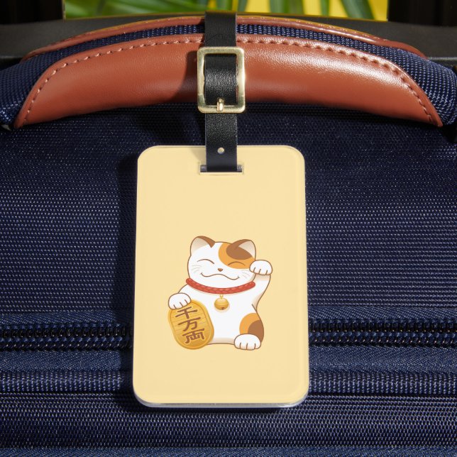 Étiquette À Bagage Chat chanceux japonais, Calico Maneki Neko (Insitu Rectoal 2)