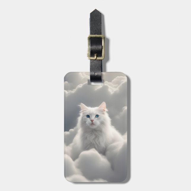 Étiquette À Bagage Chat dans les nuages (Devant Vertical)
