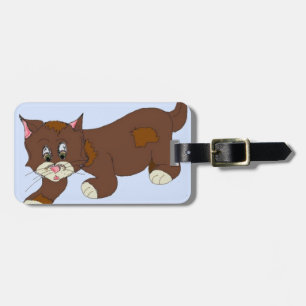 Étiquette À Bagage Chat de dessin sournois