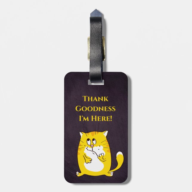 Étiquette À Bagage Chat drôle (Dos Vertical)
