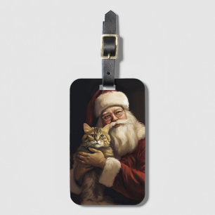 Étiquette À Bagage Chat du Bengale avec Noël du Père Noël