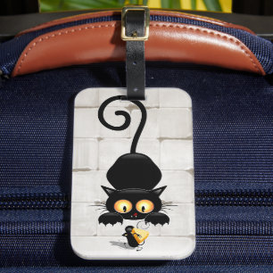 Étiquette À Bagage Chat et souris avec des personnages de dessin amus
