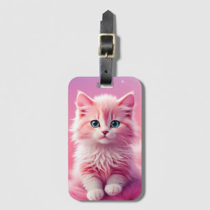 Étiquette À Bagage Chat Kitty Rose Fluffy Cute Dreamy
