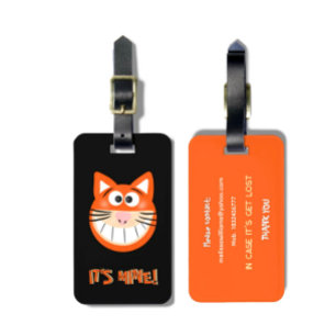 Étiquette À Bagage Chat orange
