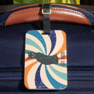 Étiquette À Bagage Chat Papa Chat Noir Chat 80 Vintage Style Retro