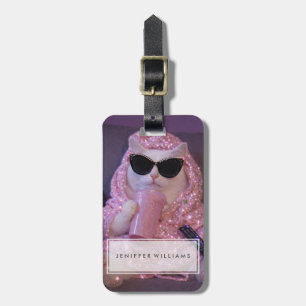 Étiquette À Bagage    Chat paresseux glamour avec lunettes de soleil 