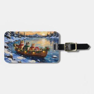Étiquette À Bagage Chat Persan Noël Bateau Fêtes