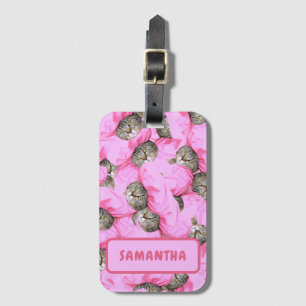 Étiquette À Bagage Chat rose Funny personnalisé