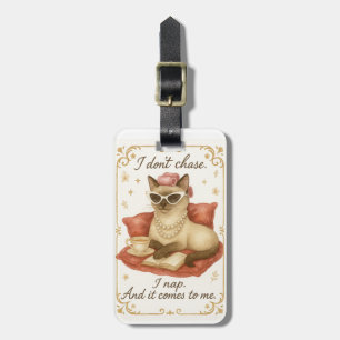 Étiquette À Bagage Chat siamois boit du café affirmation 