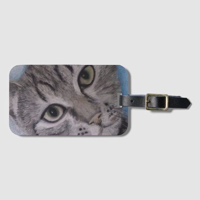 Étiquette À Bagage Chat sur une étiquette de bagage (Devant Horizontal)