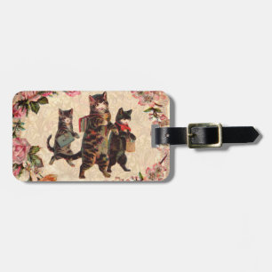 Étiquette À Bagage Chat Vintage jolie chatons antiques chatons