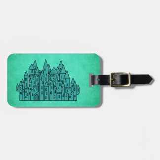Étiquette À Bagage Château vert turquoise
