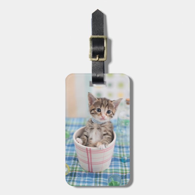 Étiquette À Bagage Chaton de Munchkin avec le joli ruban (Devant Vertical)